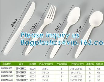 wholesale Biodegradable cPLA plastic white cutlery set,Eco-friendly Disposable Biodegradable Corn Starch Spork-Fork Spoo