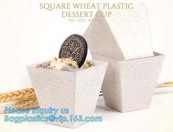 Wheat straw Compostable HEXAGON shape dessert cup,square wheat plastic dessert cup,Pla Plastic Disposable Corn Starch Cu