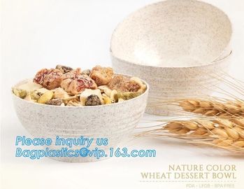 Wheat straw Compostable PLA eco-friendly biodegradable Disposable Large PLA PET Plastic Fruit 32oz Salad Bowl With Lid