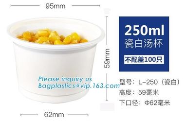 100% biodegradable eco friendly soup paper cup with PLA lid,Disposable soup paper Pla coated cups packaging, bagplastics