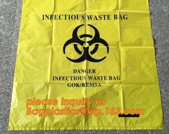 yellow printing self adhesive biohazard waste bag, Yellow infectious medical waste disposal plastic bag Biohazard garbag