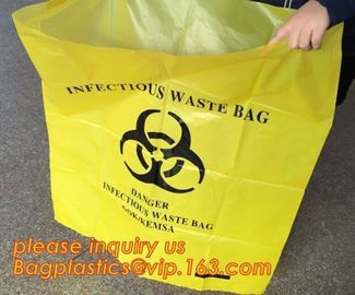 biodegradable biohazard eco bag, PE poly Biohazard Medical Waste Disposable Bag, Extra large capacity biohazard drawtape