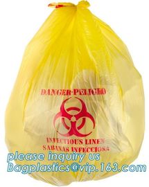 Biohazard sterilization disposable medical bag, garden waste bag, Yellow Medical Waste Bag for Hospital Garbage, bagplas