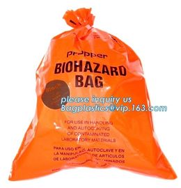 Plastic biohazard infectious waste Dustbin liner, Autoclave Biohazard Bags, High density PE drawstring garbage bag bioha