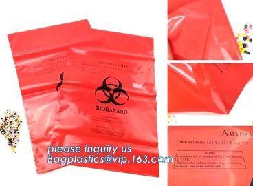 Plastic biohazard infectious waste Dustbin liner, Autoclave Biohazard Bags, High density PE drawstring garbage bag bioha