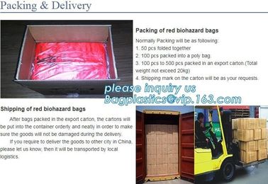 Red bag, yellow medical biohazard waste bag, hospital biohazard medical waste, autoclavable infectious waste poly bag