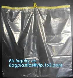 Extra large capacity biohazard drawtape trash bag interleaf coreless roll plastic garbage bag for hospital use, DRAWSTAP