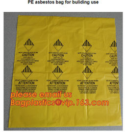 dipsoable LDPE asbestos bags with warning words, polythene LDPE asbestos disposal bags, 6 Mil Jumbo Disposal Asbestos Wa