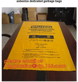 dipsoable LDPE asbestos bags with warning words, polythene LDPE asbestos disposal bags, 6 Mil Jumbo Disposal Asbestos Wa