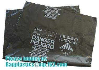 high quality asbestos waste plastic uv black bag from china, heavy duty LDPE yellow asbestos bags, PE asbestos yard wast