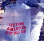 Asbestos Removal, Disposable plastic yellow poly asbestos warning printed burial bags, poly black garbage bag /black asb