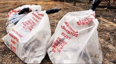 Asbestos Removal, Disposable plastic yellow poly asbestos warning printed burial bags, poly black garbage bag /black asb