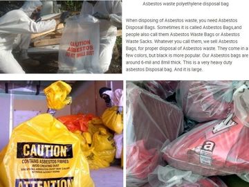 Polyethylene disposal asbestos waste bags, Asbestos trash bags, construction bag, builder bag, sand bags, brick bags, pa