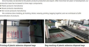 Clear polyethylene disposal bags for asbestos fiber, asbestos bags with black character printing, polyethylene disposal