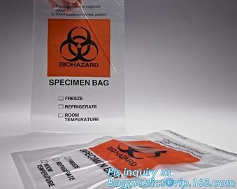 LDPE poly lab biohazard specimen bags with ziplock closure, biohazard specimen bags laboratory transport bags with docum