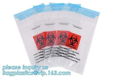 Ecofriendly Lab Use Plastic 3 Walls Biohazard Pathology Specimen Bag, Plastic Printed LDPE biohazard clear specimen bag