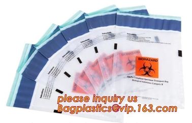 Ecofriendly Lab Use Plastic 3 Walls Biohazard Pathology Specimen Bag, Plastic Printed LDPE biohazard clear specimen bag