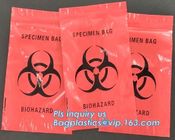 8"*10" BIOHAZARD PRINTED SPECIMEN BAGS with tear off line, 3-wall Biohazard Specimen Bags, Laboratory Specimen Transport