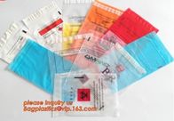 Laboratory Medical biohazard lab plastic specimen transport bag with double pouches, embossed reclosable biohazard speci