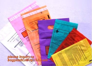 Medical packing ziplock sealing plastic biohazard specimen bag customized pouch, Disposable plastic medical waste specim