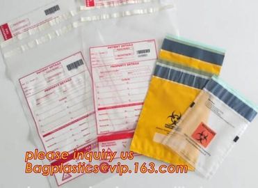 Medical packing ziplock sealing plastic biohazard specimen bag customized pouch, Disposable plastic medical waste specim