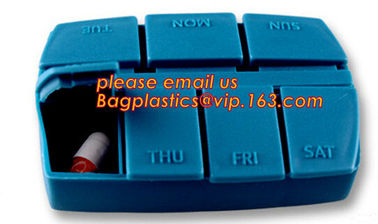 pill case with date letters,Hot Sale medicine box,Plastic 7 Days Pill Box, Cute Round Plastic Weekly 7 Days Pill Box