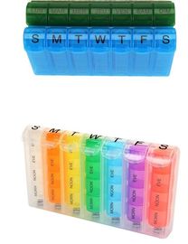 Customized logo Hot sales colorful plastic pill box,7 day pill box,192g vitamin box 9.5*6*3.5cm, Round Pill Box with Mir