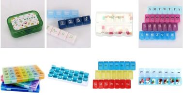 7 day a week cool detachable drugs box with 4 case each day, Safely pop-up 7case pill organizer, Mini cute compact pocke