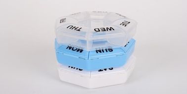 One week 7 compartments round shaped plastic pill organizer, Travel plastic pill containers 7 compartment space planner