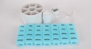 28 compartment column shape plastic pill storage box with pill crush box, Conventional eco-friendly 4 grids plastic trav