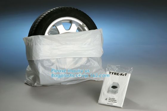 spare car tire plastic storage tote bags for tyre packaging custom size disposable clear pe printing side gusset, limite