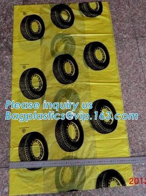 spare car tire plastic storage tote bags for tyre packaging custom size disposable clear pe printing side gusset, limite