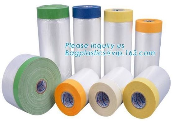 outdoor paper masking film, rice paper taped masking film, auto used pre-taped masking film, indoor masking film, cloth