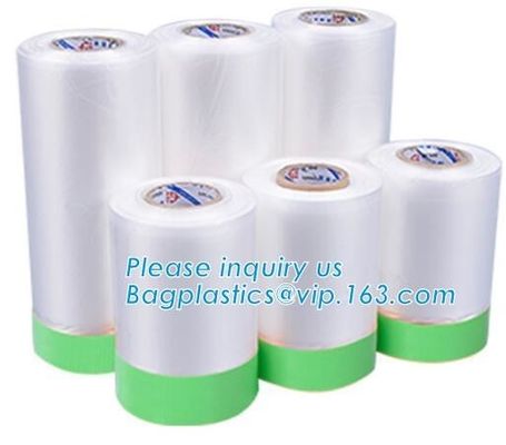 China supplier plastic PE disposable table cloth cover,  Drop film roll with high temperature resistance masking, tape