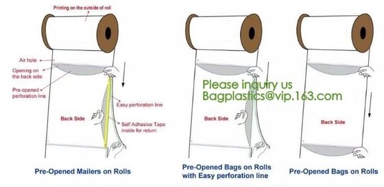 clear LLDPE easy tearing line pre-opened in roll bag,Factory custom LLDPE plastic autobag Preopened polybag on a Roll