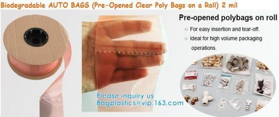 custom design degradable clear self adhesive seal plastic auto bag,Bag sealing pre-opened poly bags on a roll,transparen