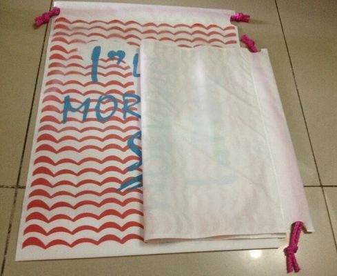Biodegradable Christmas deco drawstring candy storage bag, oxford red christmas stocking candy bag packing bagplastics