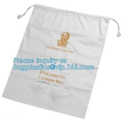 Biodegradable Size 12x16 inch cotton drawstring poly plastic hotel laundry bag,draw string pe bag logo printed poly pouc