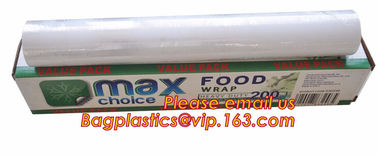 Eco friendly non toxical soft pe pvc food cling wrap on sale, 100% pure raw material plastic pe pvc environmental food