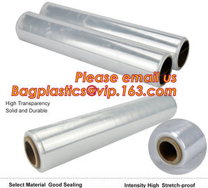 food plastic wrap, High quality and safety transparent best fresh hot blue Jumbo roll cling film 1500m