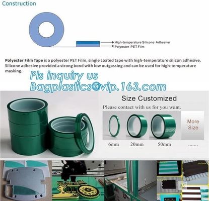 Green PET High Temperature Silicone Adhesive polyester Tape,Green PET Masking Tape Especially on Liner and Discs bagease