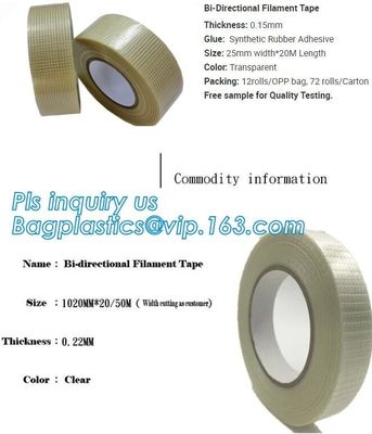 Filament/Fiberglass Tape,Mono line Filament Tapes,Promotional Filament Fiberglass Self-adhesive Tape bagease bagplastics