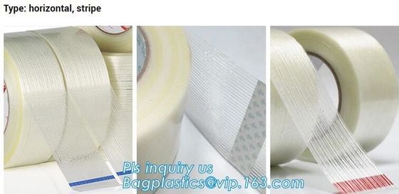 fiber reinforced filament tape,filament adhesive fibreglass mesh tape,Self Adhesive Bi-directional Filament Tape bagease