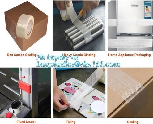 fiber reinforced filament tape,filament adhesive fibreglass mesh tape,Self Adhesive Bi-directional Filament Tape bagease