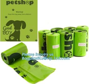 biodegradable plastic pet cat dog waste bag drawstring dog poop bag leak-proof pick up bag, Refill and Leash Clip Degrad