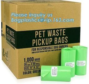 biodegradable plastic pet cat dog waste bag drawstring dog poop bag leak-proof pick up bag, Refill and Leash Clip Degrad