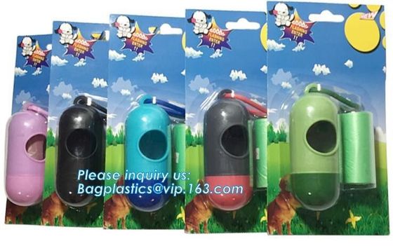 biodegradable dog poop bags/dog waste bags with dispenser, Dog Waste Bags with Dispenser and Leash Clip/Pet waste bag