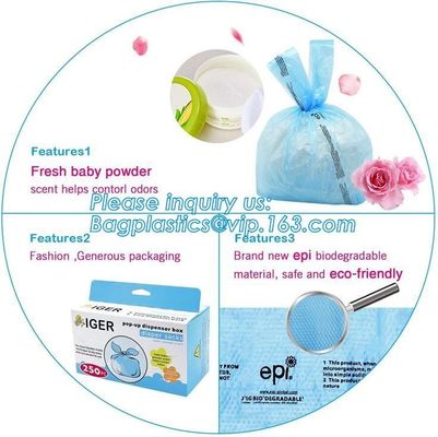 plastic t-shirt shape bag/ diaper sack bag with powder scent, biodegradable custom baby disposable diaper nappy bag, pac