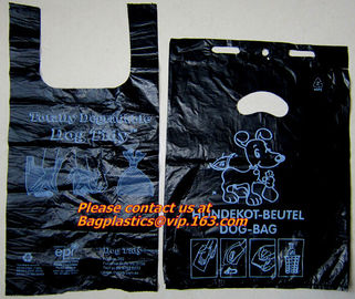 Top quality discount pet cat packaging gusset t shirt bag, poop dog bags, cat bags, waste