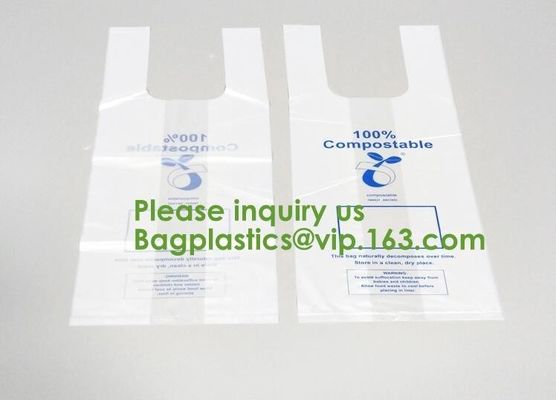 100% Biodegradable Compostable Plastic T-Shirt Vest Bag For Shopping,Home,Decoration,Wedding,Supermarket,Restaurant,Bake